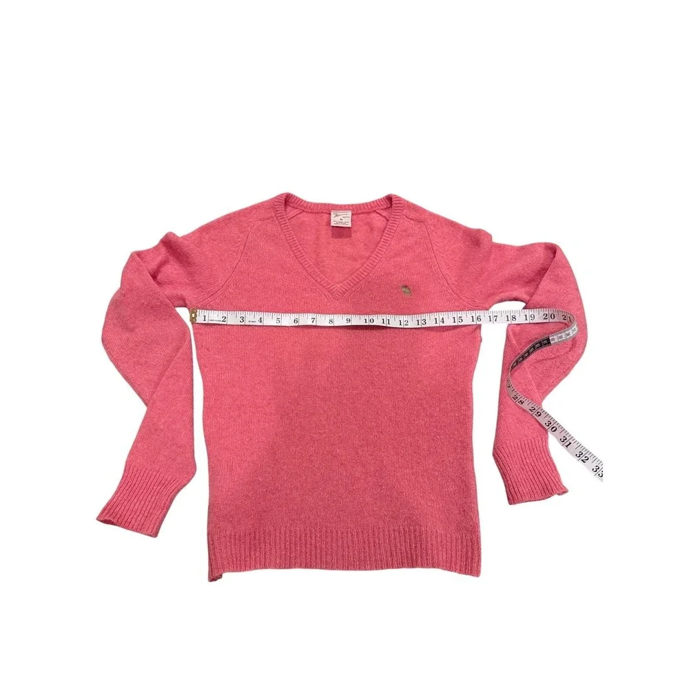 VTG Y2K‎ Abercrombie & Fitch Pink 100% Lambswool V-Neck Sweater  S Preppy